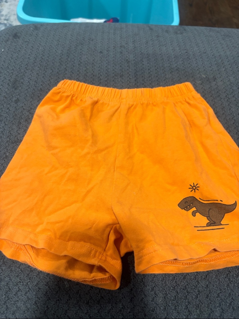 🟢10/$10 - Bright Orange Kids Shorts with Dino Print